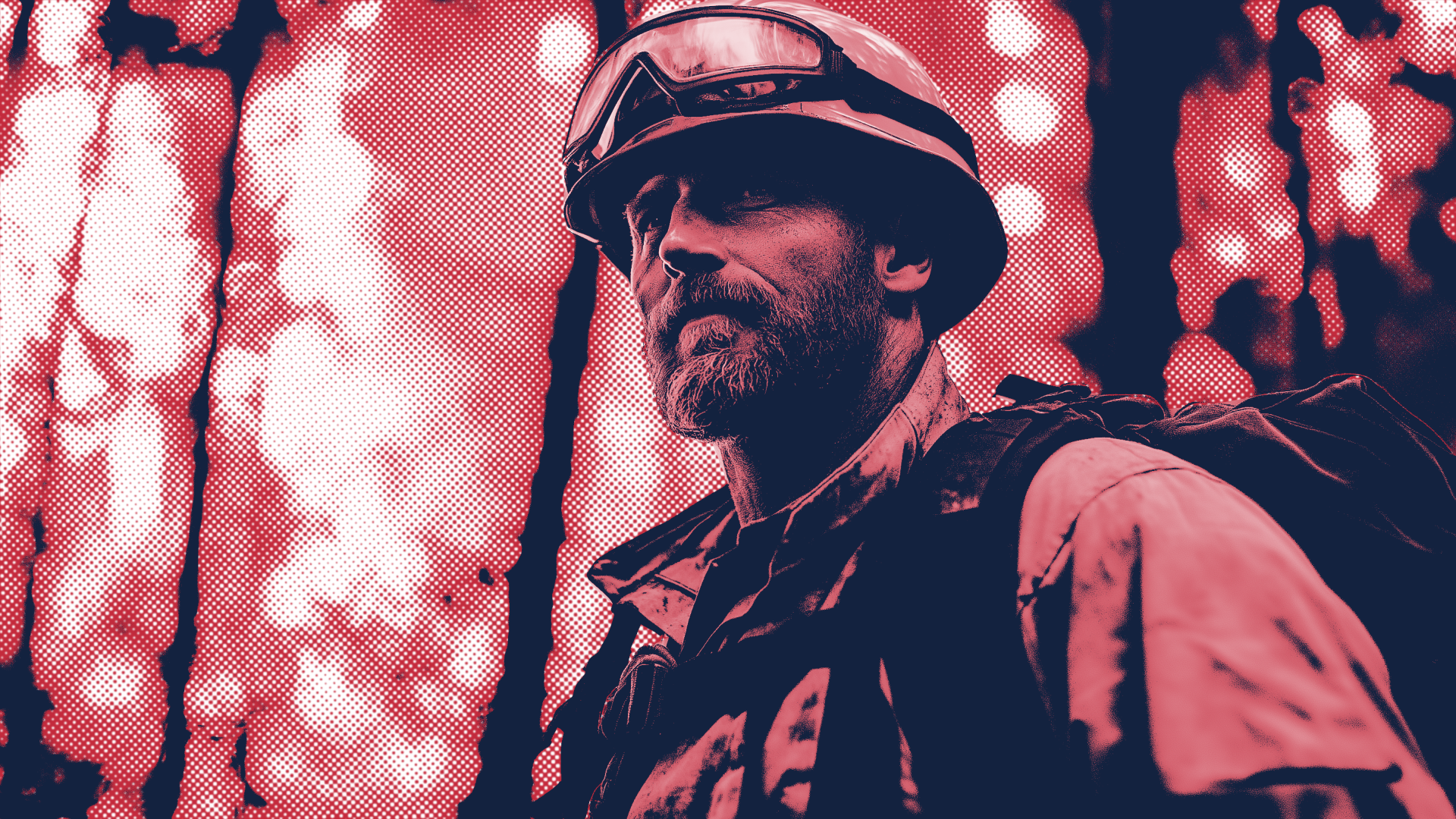 Stylized image of a firefighter.