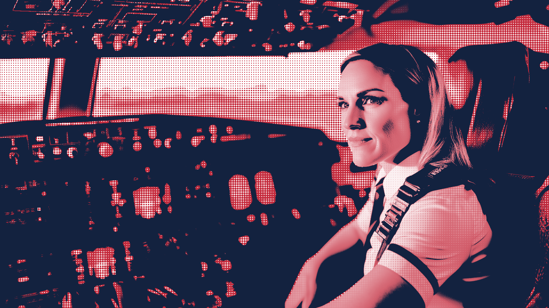 Stylized image of a female pilot.