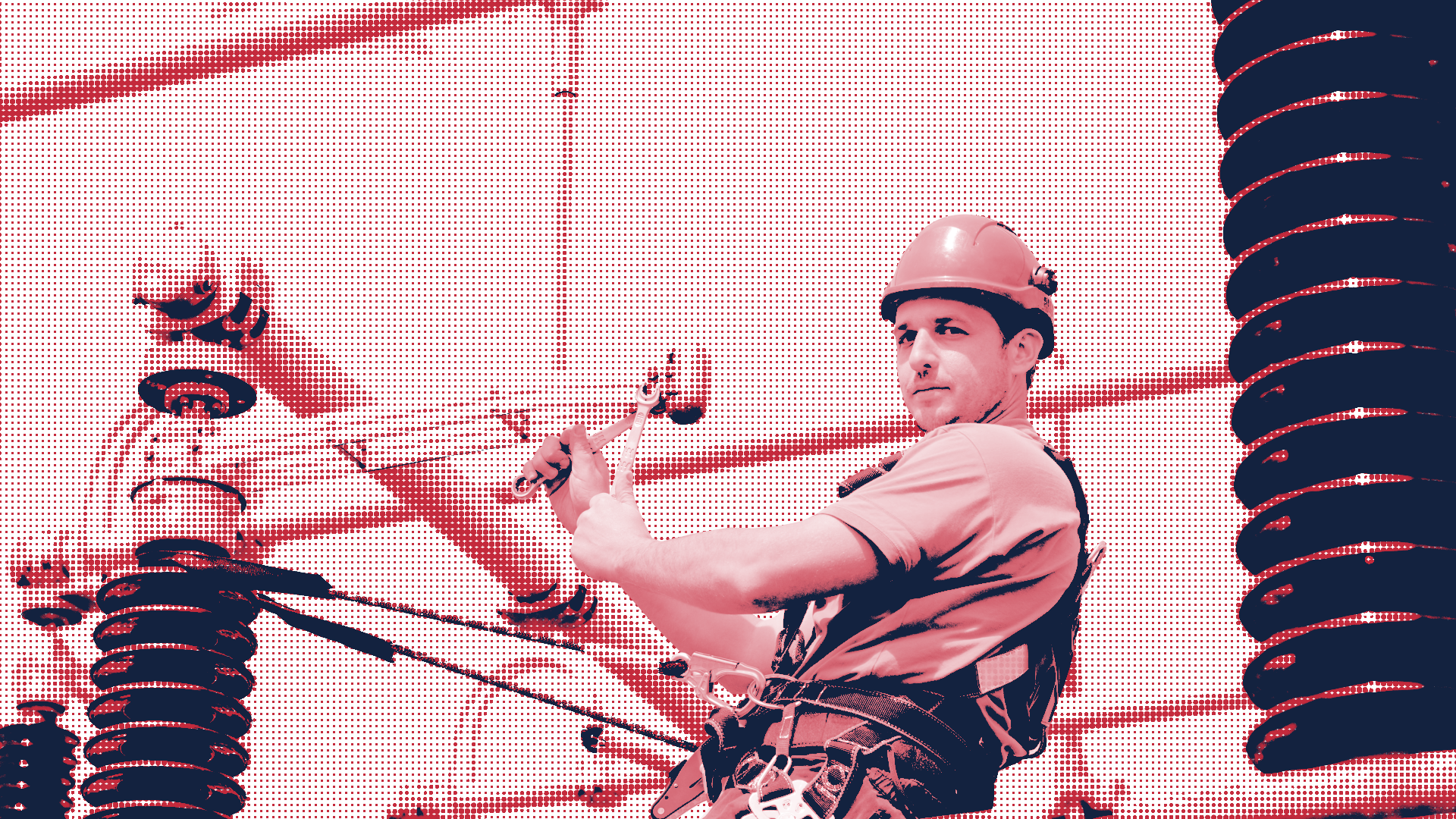 Stylized image of an electrical worker.